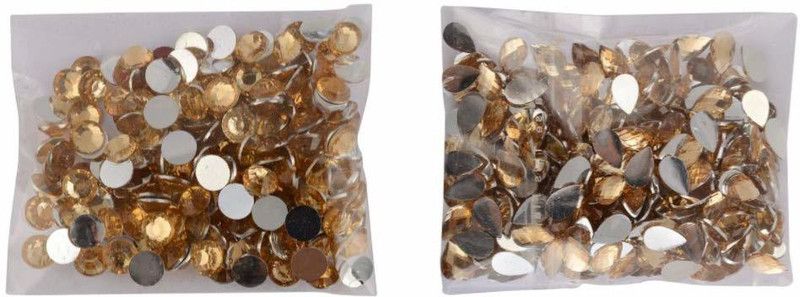 Crafto 6mm Round & Drop Shape Crystal Kundans, Stones for Jewellery Making/Decorating & Crafts- Combo Pack of 400 Stones (200 pieces each)