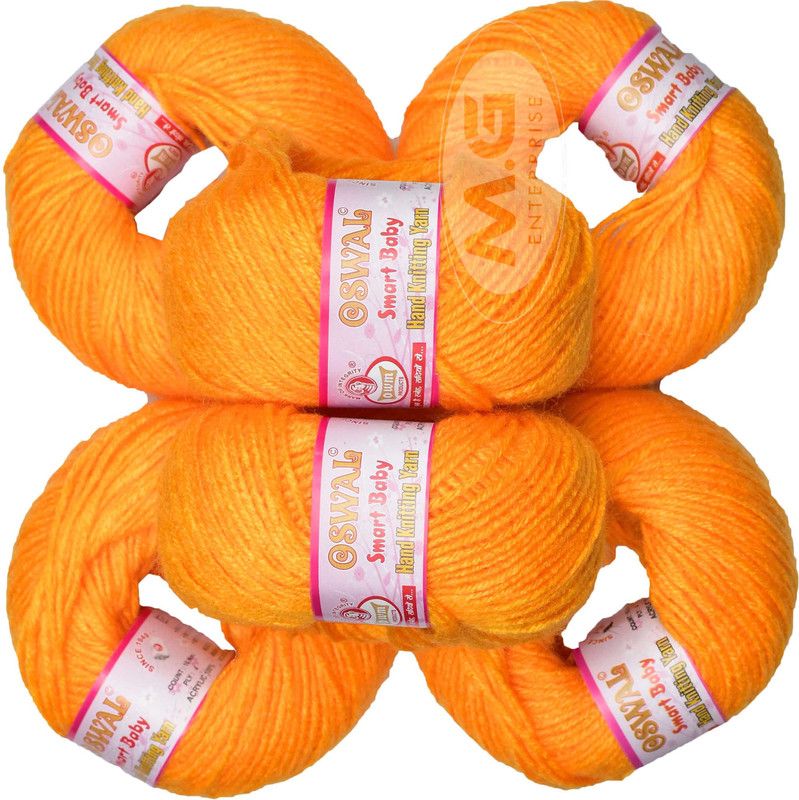 KNIT KING 100% Acrylic Wool Yellow (10 pc) Smart Baby 4 ply Wool Ball Hand Knitting Wool/Art Craft Soft Fingering Crochet Hook Yarn, Needle Knitting Yarn Thread Dyed