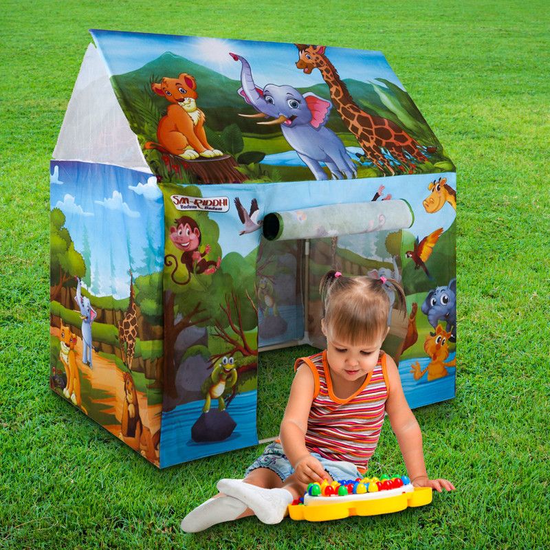Sage Play Tent House Jungle Theme Design for Kids Pack of 1 (Green)  (Green)