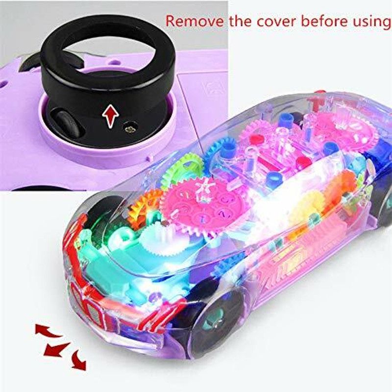 PRIMEFAIR Transparent Mechanical Car Toy for Kids with Gear Technology 3D Light,Musical  (Multicolor, Pack of: 1)