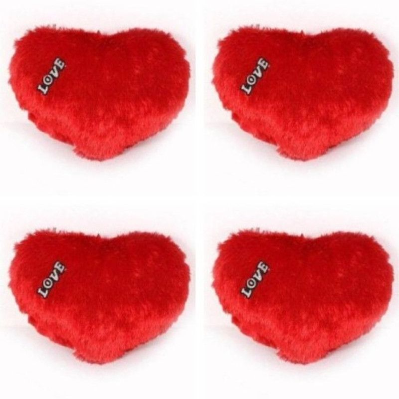 waheguru soft Red heart cusion shape 30cm (pack of 4) - 35 mm  (Red)