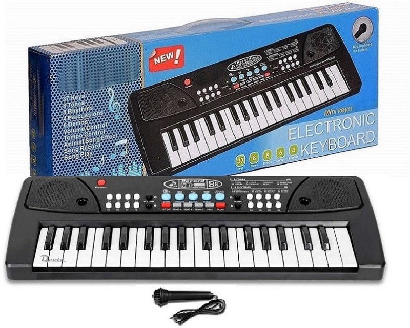 Hevonte Kids Piano Keyboard Toy, Piano for Kids with Microphone Portable Electronic Keyboards for Beginners 37 Keys Musical Toys Pianos for Girls Boys Ages 3-12  (Black)