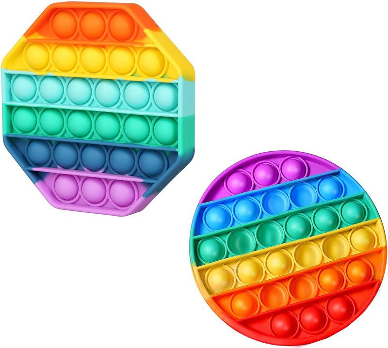 KeepCart Pop It Fidget Toy Combo of Hexagon and Round, Big Push Pop It Bubble Fidget Sensory Toy, Sensory Toys Novelty Gifts for Girls, Boys, Kids, Adults  (Multicolor)