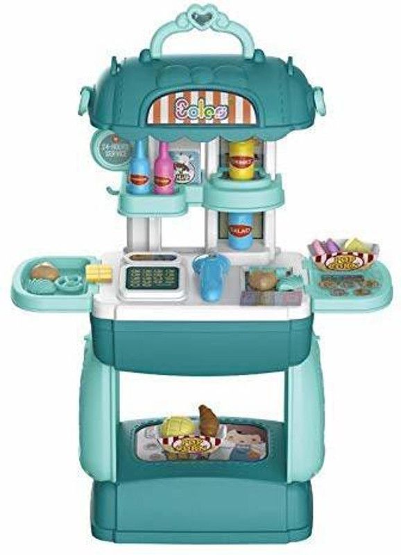 Galactic 3 in 1 Multi Function Pretend Mobile Supermarket Playset to Play Little Chef's Supermarket Set with Portable Suitcase Design Supermarket Set for (Multicolor)
