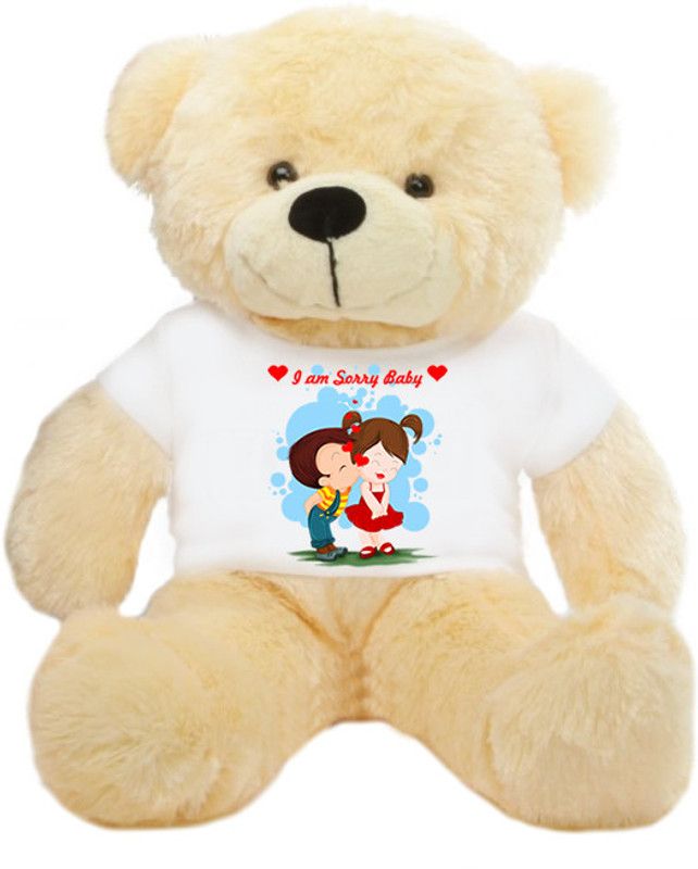 Grab A Deal ig Teddy Bear wearing I am sorry baby T-shirt - 24 inch  (Beige, Orange)