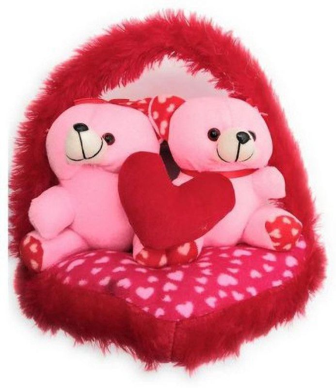 THE MODERN TREND couple on heart Teddy bear Kids/Girlfriend/boyfriend/birthday/valentines 30 cm - 30 cm  (Multicolor)