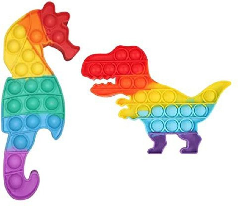 BONGERKING Different Shape Pop It for Kids, Pop it Fidget Toys (Seahorse + Dianosaur)  (Multicolor)