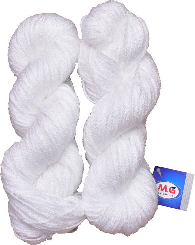 KNIT KING Rabit Excel White (200 gm) Wool Hank Hand knitting wool / Art Craft soft fingering crochet hook yarn, needle knitting yarn thread dyed