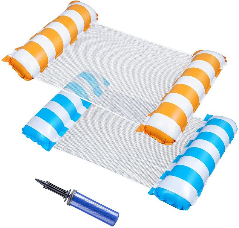 ZUVILIKA Pool Floaties with Manual Air Pump,4-in-1 Multi-Purpose Swimming Pool Inflatable Swimming Mats  (Multicolor)