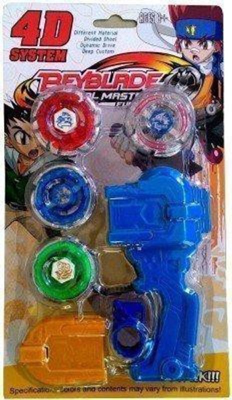 Luipui 4d System beyblades 4 in 1 beyblades Metal Fighter by Fighters Fury with Metal Fight Ring and Handle Launcher Toy (Multi Color)  (Multicolor)