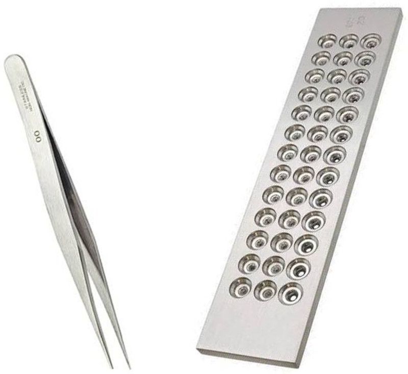 TOOLBUX Pack of 2 Items : Tweezer and 39 Round Hole Draw Plate