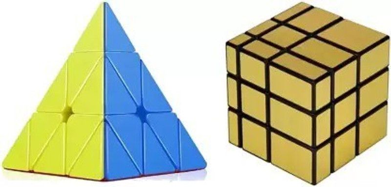 FineArts Premium Combo of Golden Magic Cube and Pyramid Cube  (2 Pieces)