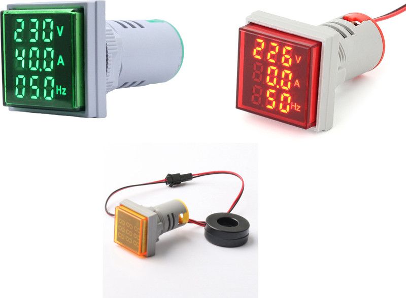 electrolight RED, YELLOW, GREEN AC 60-500V 0-100A 20-75Hz LED Digital AC Voltmeter Ammeter. Meter Electronic Hobby Kit