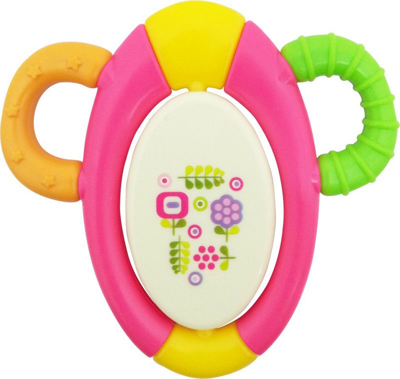 Born Babies Infants Teething Play Toys, Babies Chewing Plast Rattle  (Pink)