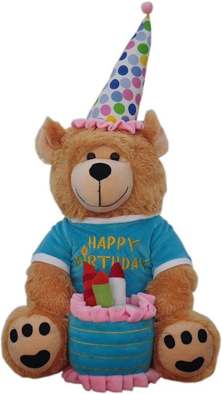 Pihu Enterprises Happy Birthday Teddy (50 x 36 x 50 cm) - 36 cm  (Brown)