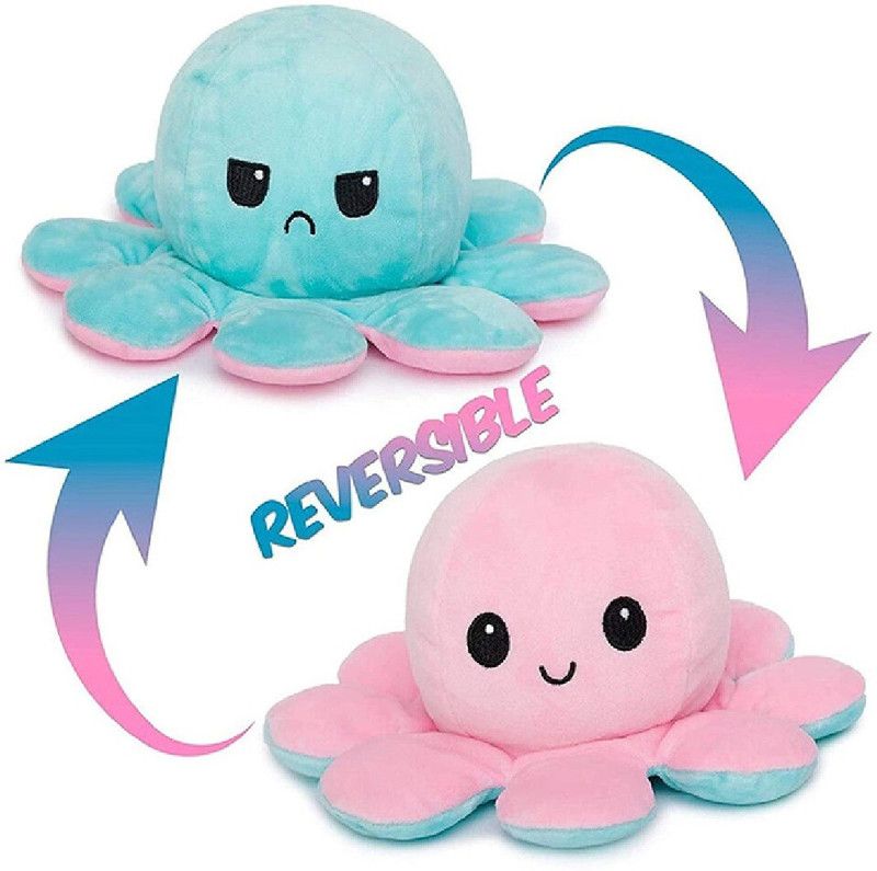 Tashu Collection Reversible Big Octopus Plush Stuffed Animal Toy Assorted - 1piece.. - 23 cm  (Multicolor)