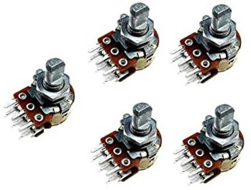 DIYtronics 5 Pcs 100k Dual Audio Potentiometer Variable Resistor Dual Tone Electronic Components Electronic Hobby Kit