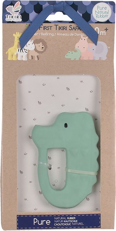 Tikiri Toys Crocodile Natural Rubber Teether Rattle  (Multicolor)