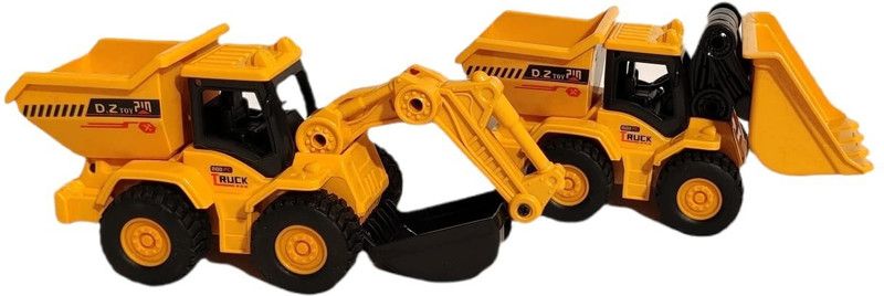 Akvanar Bulldozer Excavators truck set Construction Moving Parts Action 2pc set  (Yellow, Black)