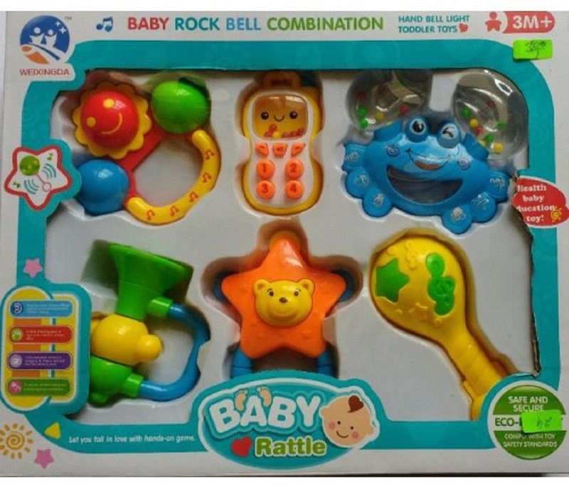 Fabofly Baby Rattle in 6 different shapes for kids Rattle  (Multicolor)
