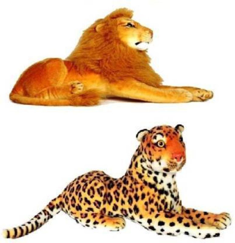 PRINCE SOFT TOYS wild lion and tiger soft toy cheeta combo for kids  (Multicolor)
