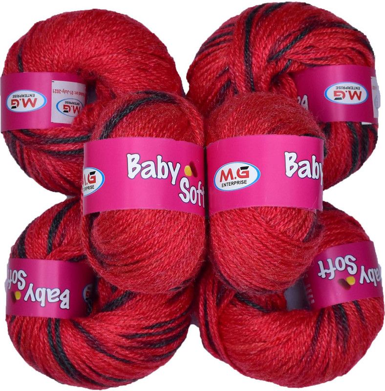 M.G Enterprise 100% Acrylic Wool Red (12 pc) Baby Soft 4 ply Wool Ball Hand SM-Y SM-YH