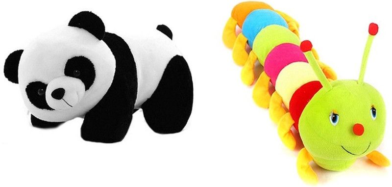 VRV Soft Panda and Caterpiller 25cm - 20 cm  (Multicolour)