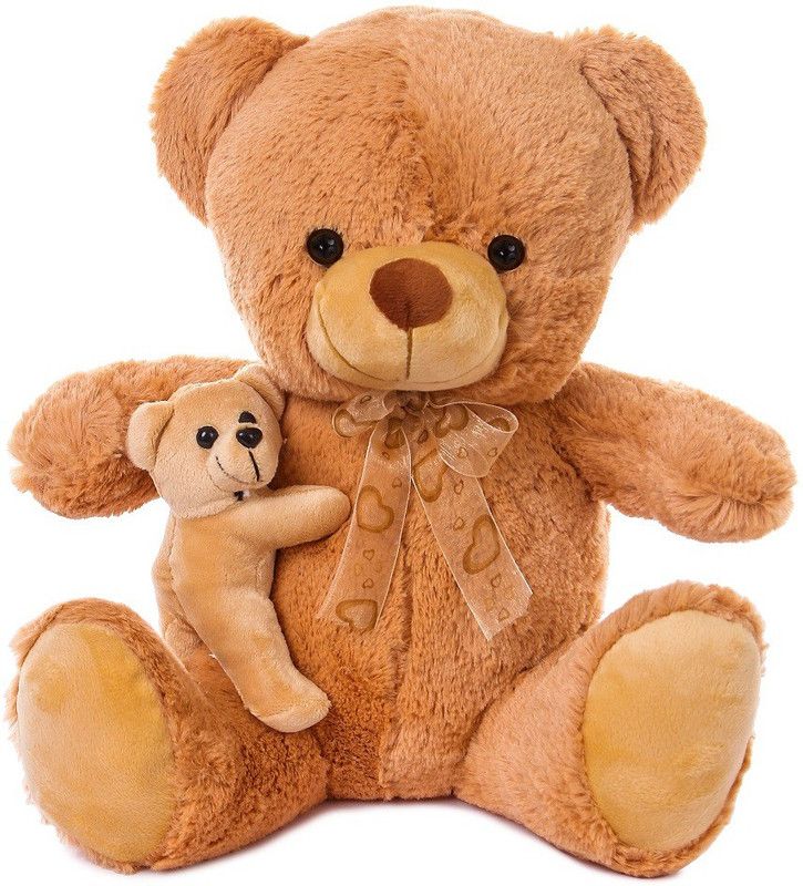 ToynJoy Cute & Adorable Cuddle Brown Teddy Bear with Baby - 33 cm  (Brown)