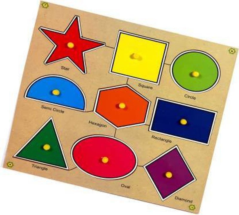 Haulsale 9 Different Shapes Latest Educational Wooden Board Jigsaw Puzzle (1 Pieces)  (Multicolor)