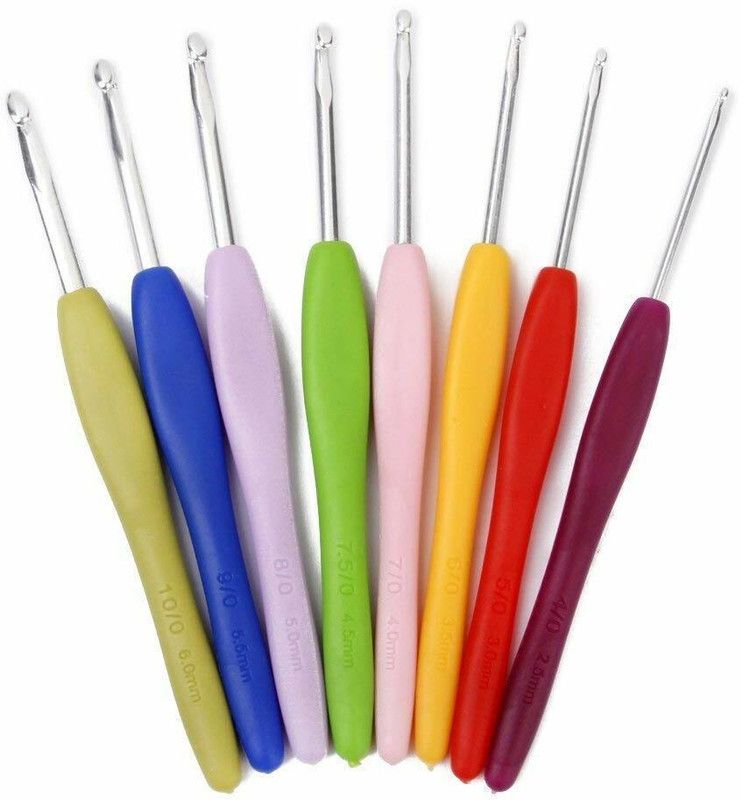 TOTAM Knitting Crochet Hooks Needle Set, Ergonomic Sewing Kit with 9 pcs Soft Grip Handles Hooks 2.5mm-6mm, Hand Knitted DIY Weave Yarn Craft Tools to Knit Hats, Socks, Sweaters