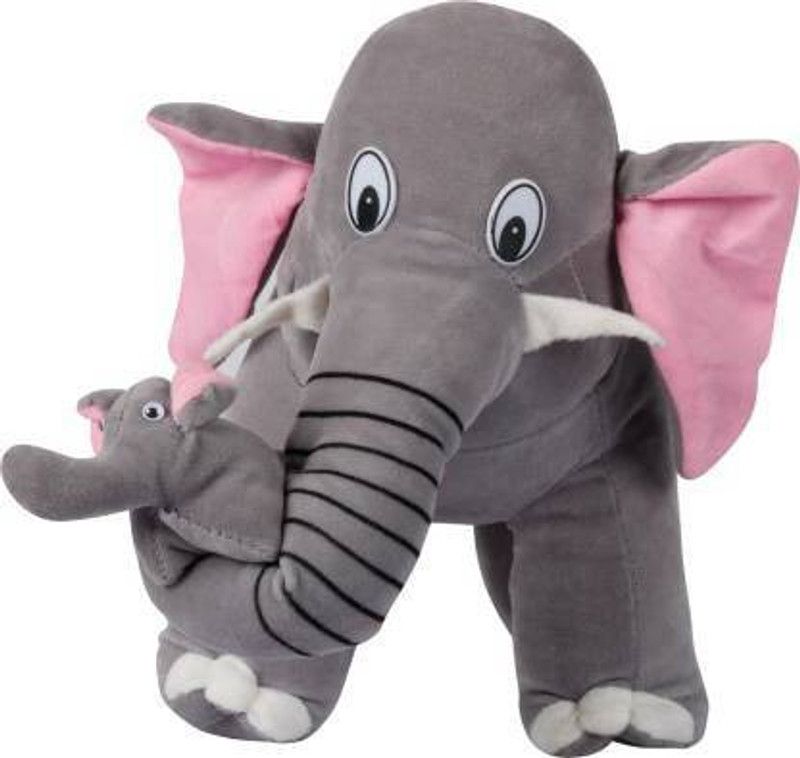 jimdar Mother Elephant With Two Babies - 45 cm - 45 cm  (Grey)