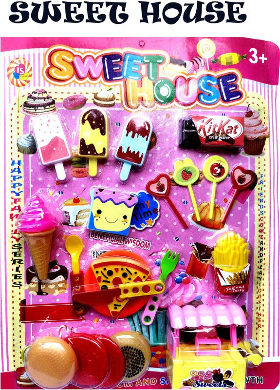 ananya kart Pizza Ice cream Kandy KitKat Set Home Activity Play Toy Pizza Set Toys for Kids Kitchen Play Mini Fast Food Toy for Kids Multi Color Toys