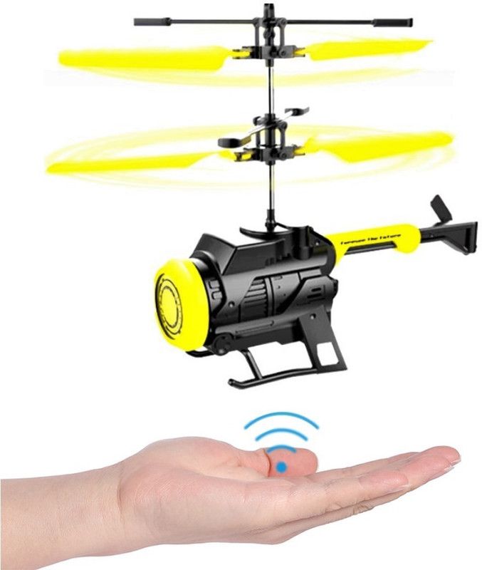ToyGalaxy LATEST HAND INDUCTION SENSOR HELICOPTER WITH LIGHTS  (Yellow)