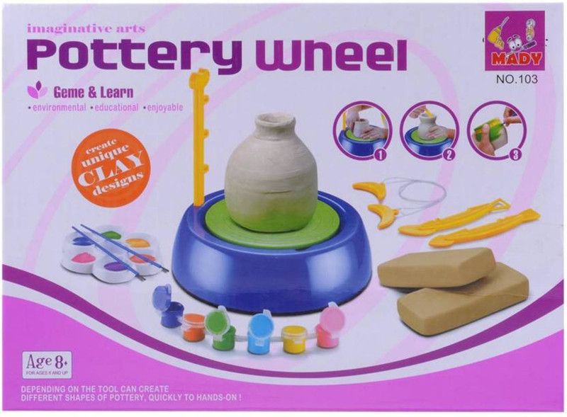 KASCN original high quality Pottery Wheel Game with Colors, Stencils And Clay (Creative Educational Game toy ) for kids