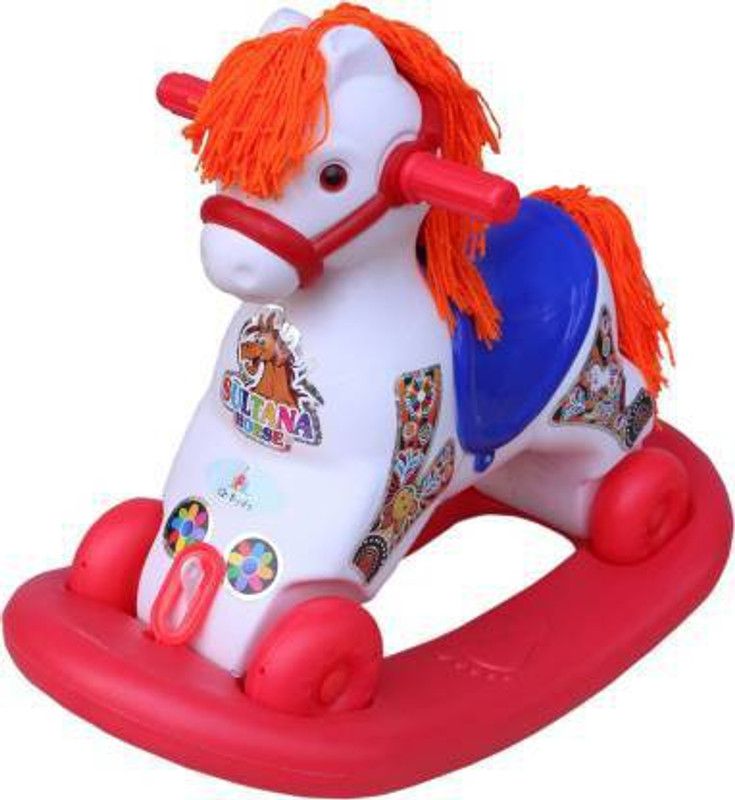Smiley Bell horse rider, ride on, riding rocker toy 2 in 1 rock and ride for baby Rideons & Wagons Non Battery Operated Ride On (White, Red) Car Non Battery Operated Ride On  (White, Red)
