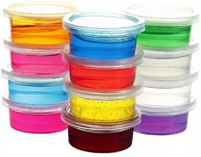 DEZIINE 5D Glitter Slime with Fragrance DIY Super-Light Modeling Air Dry Magic Clay Jelly with Straws for Kids/Teens - Non-Toxic - 12 Colors Multicolor Putty Toy