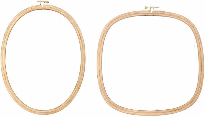 vahvaa Wooden Embroidery Hoop Ring Frame Square and Oval Size (12 Inches) Pine Wood (5 Ply) Brass Screw for Cross Stitch Craft Embroidery.