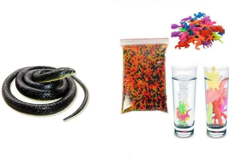 imtion 3 in 1 ( Snake Toys rubber frank toys 28 inches + 1000 Pcs water crystal ball + 10 Pcs water growing animal ) toys for kids