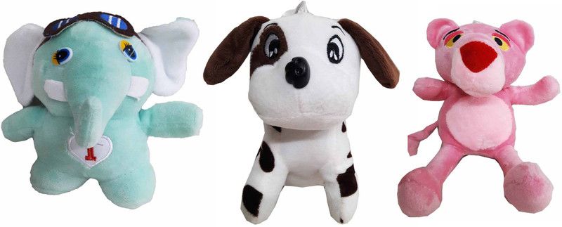 GreenViji Stuffed Soft Plush Toy Kids Black Panda and Doreman Combo - 30 cm  (White, Blue)
