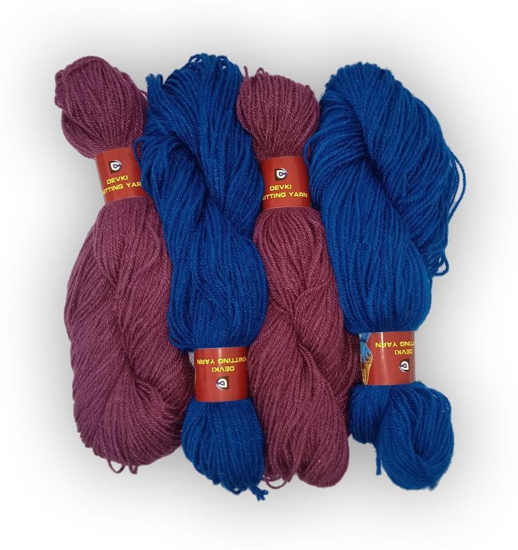 devki knitting yarn PACK OF 200 gm YARN . STAR BLOSSOM & ROYAL BLUE COLOR