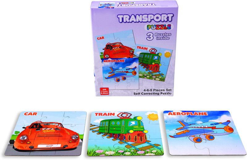 BitFeex Transports simple to hard Jigsaw Preschool & Playgroup Educational Puzzle kids toys for age 3 year above baby boys & girls , childs easy activity learning board game for kindergarten Children , 3 puzzles  (1 Pieces)