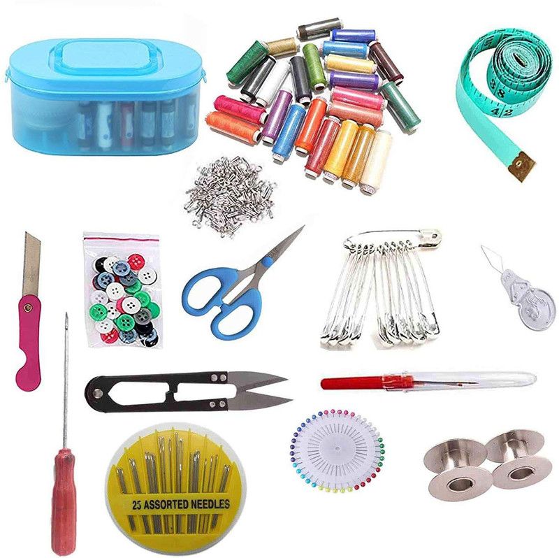 Ray crush Double Layer Sewing Thread Box Empty Tailoring Box - 25 Sewing Thread and all accessories - Miss World
