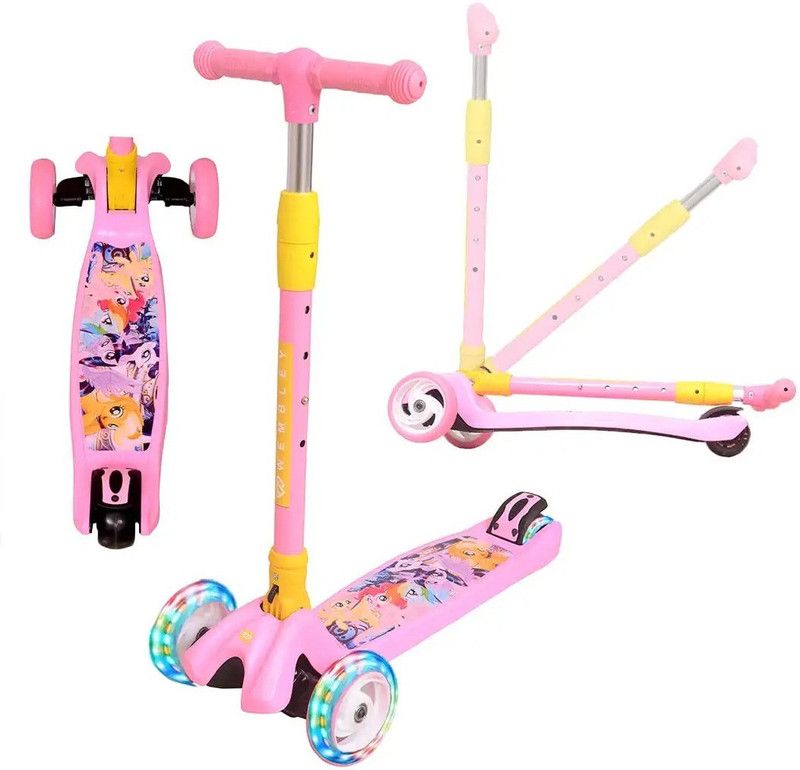Wembley Supreme Kick Scooter for KidsAdjustable Height Foldable Kick Scooter with Brakes  (Pink)