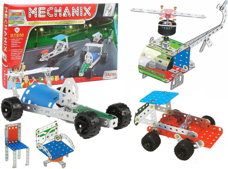Giftbox Children Engineering Mechanics System STEM Construction And Building Toys(Build Up To 10 Models|128 Pcs|Gift Set Of Children|Age Group 7 Years To 16 Year|Very Small Size|  (Multicolor)