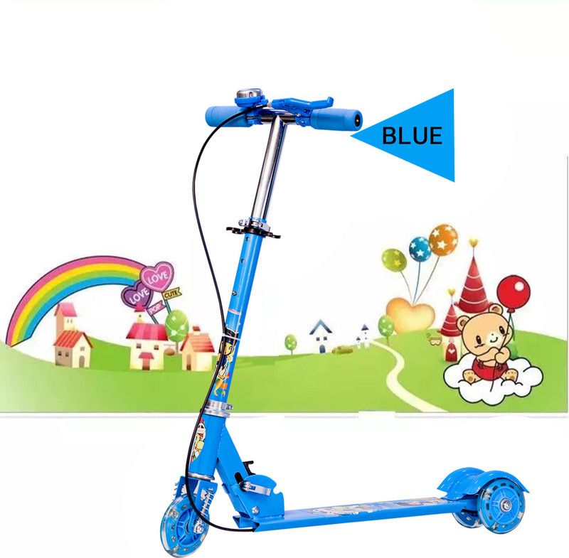 PYXBE Foldable 3 wheel scooter For baby girl and baby boyKids Ride On Leg Push Scooter  (Blue)