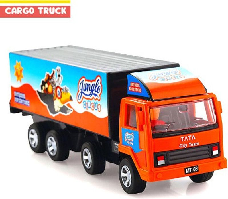 WooZee CARGO TRUCK Miniature Pull Back Truck with Doors Openable ( color may vary)  (Orange, Pack of: 1)