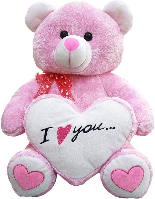 AMARDEEP Pink Teddy with Heart 40cms - 40 cm  (Pink)
