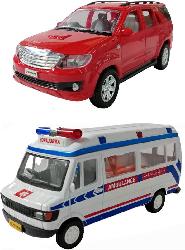 amisha gift gallery Combo of Pull Back Action SUV Fortuner with Ambulance Model Toy Car for Kids and Boys (Color May Vary)  (Multicolor, Pack of: 0)