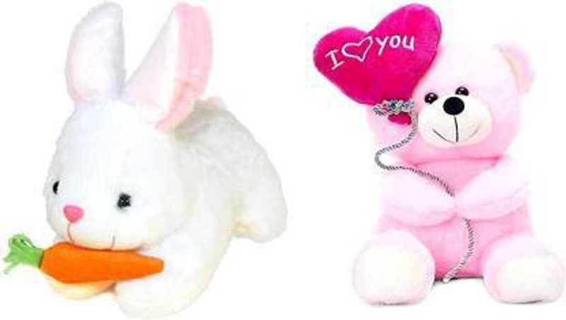 VKR universe Premium Quality Rabbit With Carrot And Super Soft Balloon Teddy For Kids| Birthday | Gifts |Someone Special - 26 cm (Multicolor) - 26 cm  (Multicolor)