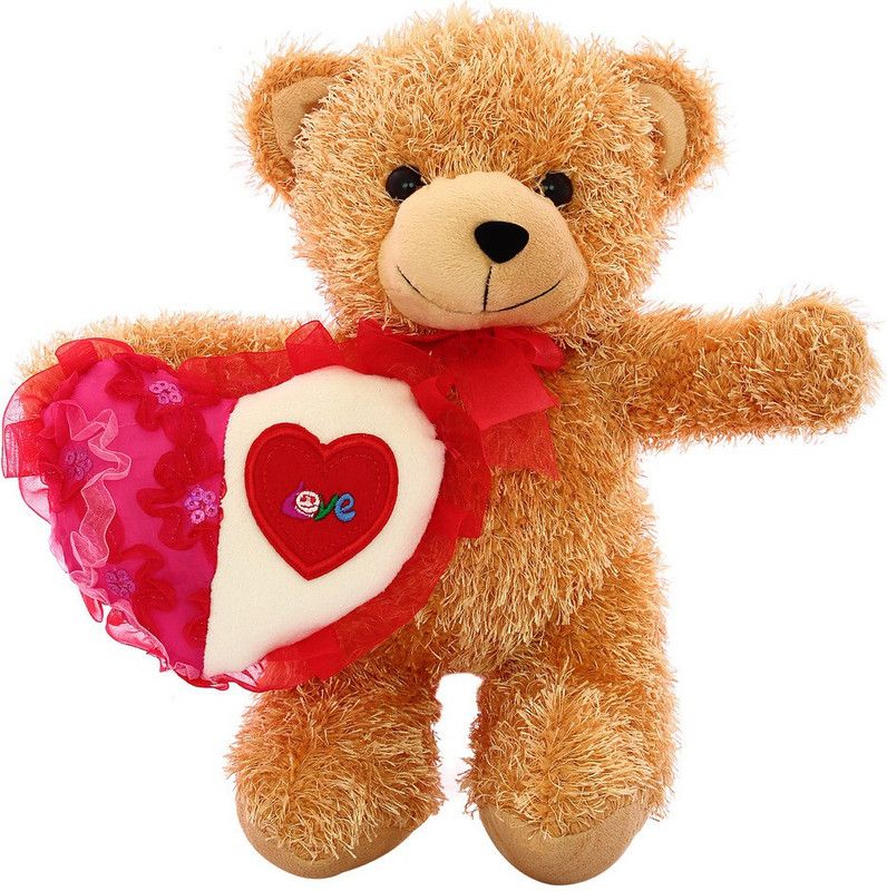 DEALbindaas Skoda Bear with Heart Valentine Soft Toy - 30 cm  (Brown)